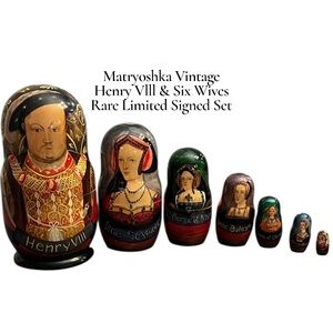 Matryoshka Vintage Russian H Clever Henry  VIII -Wives Limited Rare Set